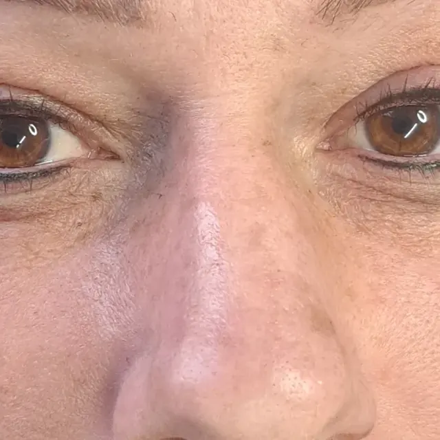 Close-up of permanent eyeliner top and bottom